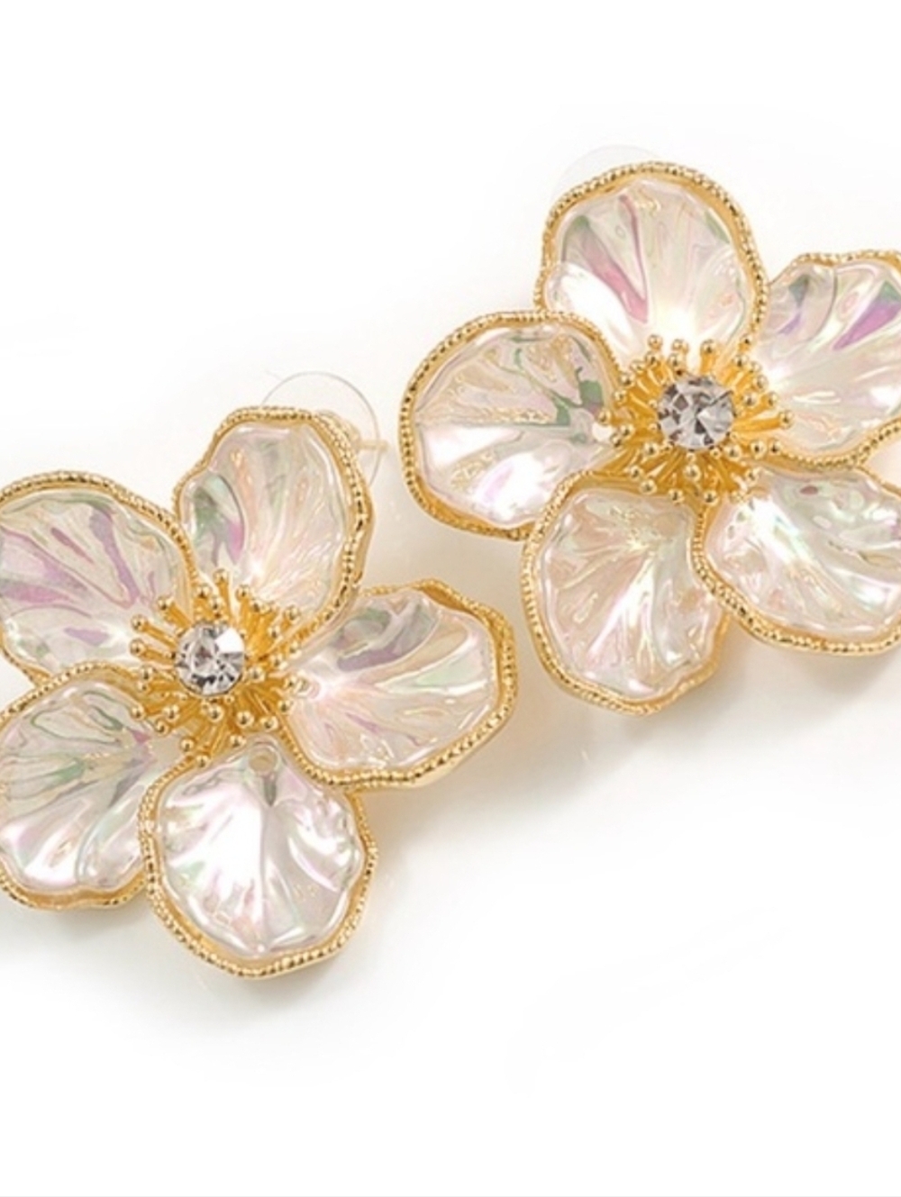 💛▪️ATTERRI▪️ Viral Gold & Cream Pearl Flower Statement Earrings